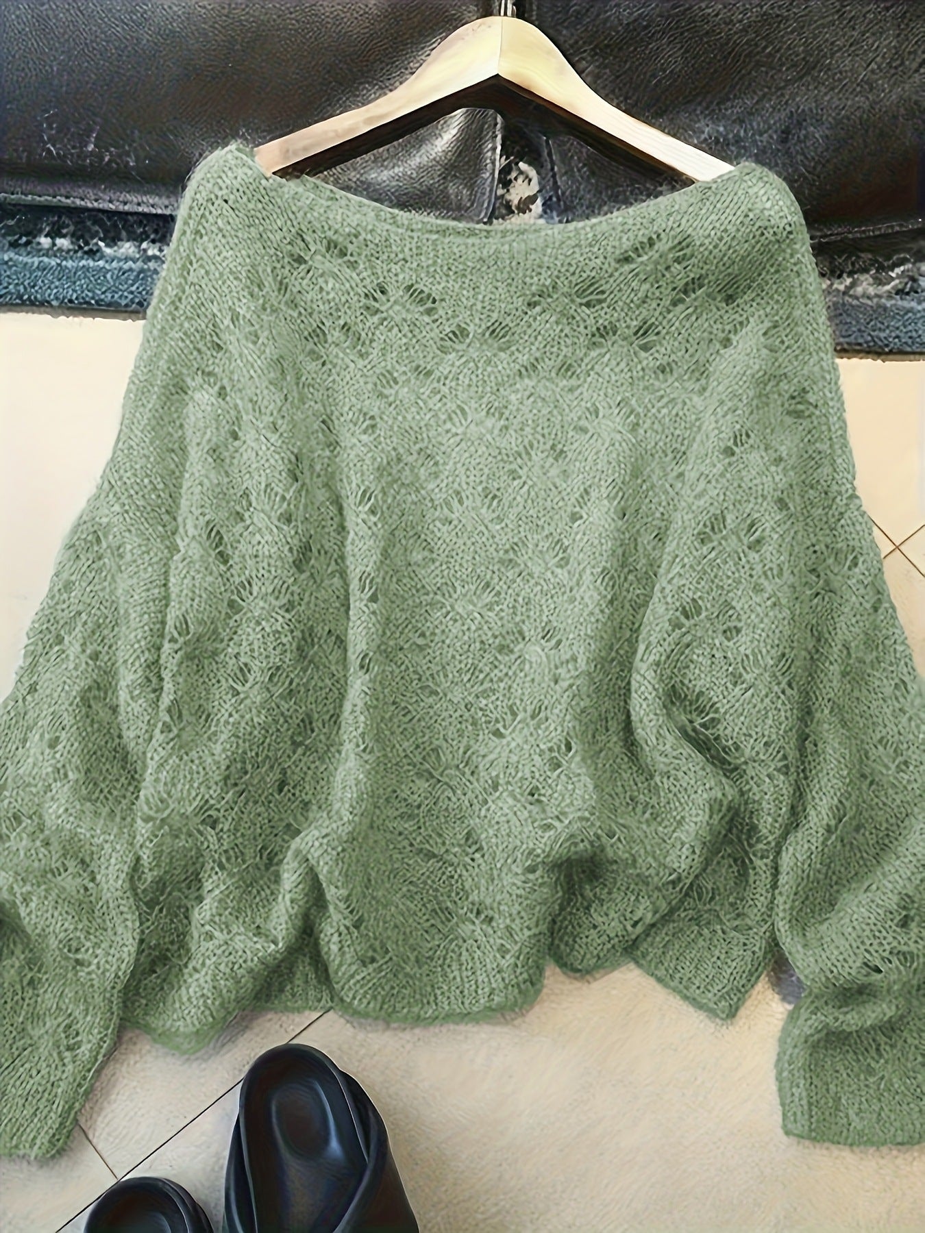 Cutout Blouse Thin Loose High-end All-matching Youthful-looking Pullover Knitted Top