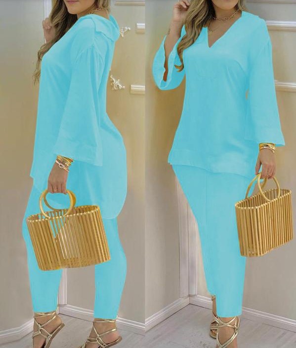 Bell Sleeve Top og Bukser Modedragt til Kvinder