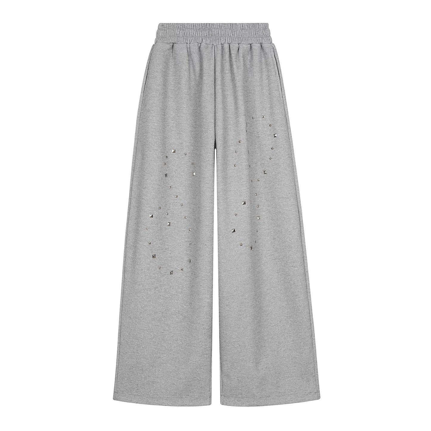 Womens American-Style Retro Heavy-Duty Rivet Straight Sweatpants