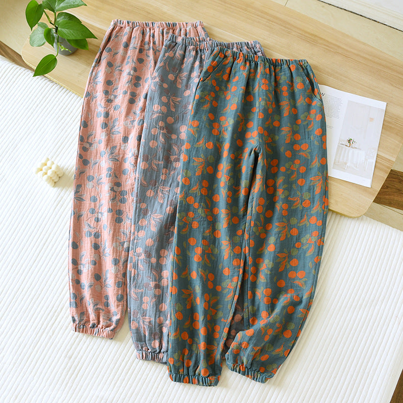 Women's Fashionable Cotton Yarn-dyed Double-sided Jacquard Trousers