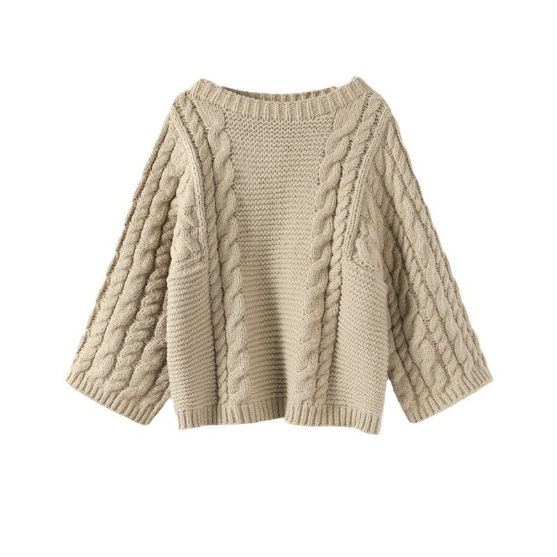 Round Neck Pullover Long Sleeve Knitted Sweater