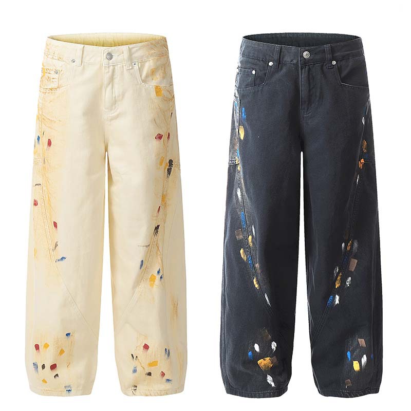 High-Street Retro Spray-Painted Splatter Pants