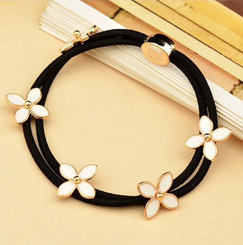 Alloy Flower Alloy Four-Leaf Clover Rubber Band