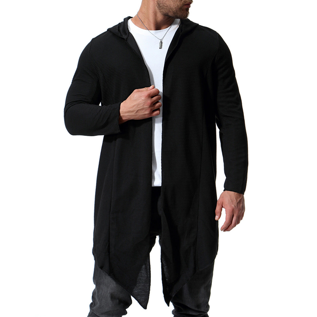 Mid-length Non-buckle Windbreaker Hooded Cloak Europe And America