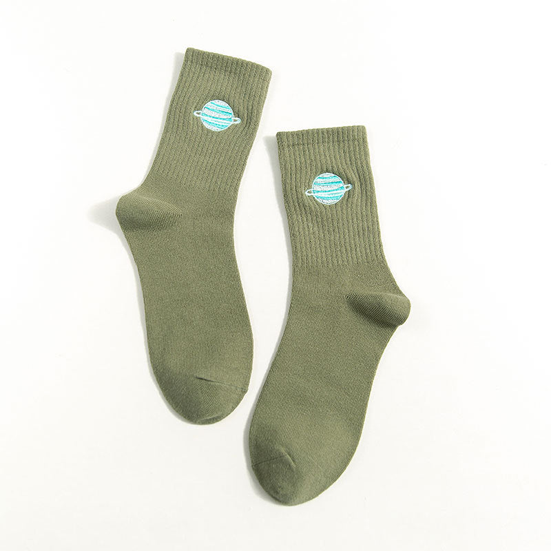 Cotton Women's Tube Socks Cute Cartoon Embroidery Cotton Socks