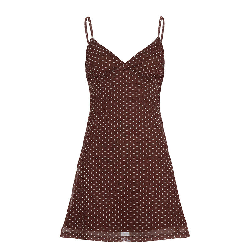 Fitted Slimming Short Polka-dot Dress For Women