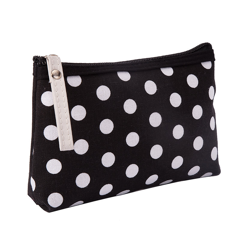 Dot fabric cosmetic bag
