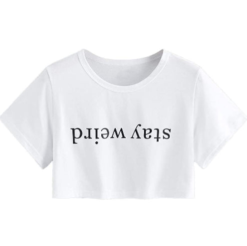 Women's Cute Floral Print Short Navel T-shirt