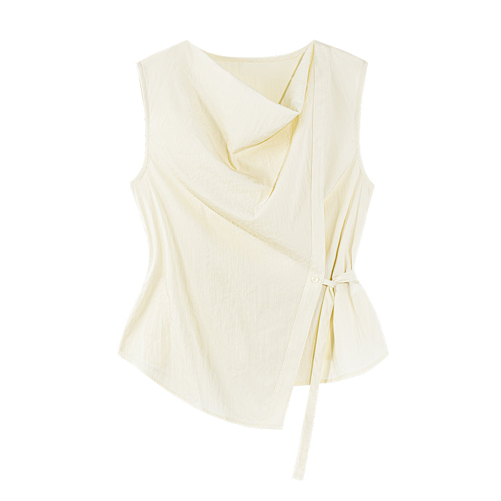 Lace-up Sleeveless Shirt Women's Black Vest