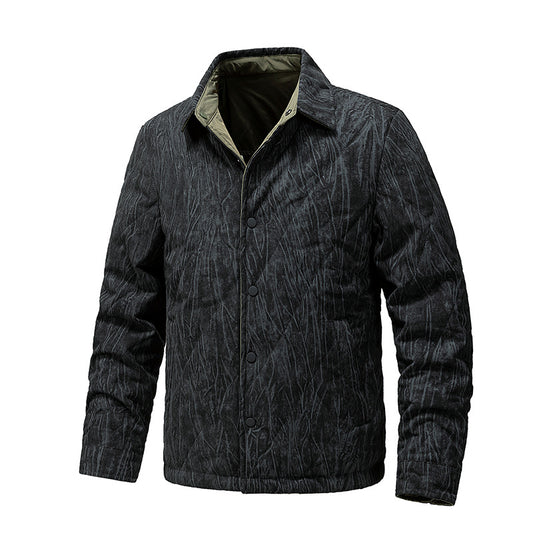 Retro Tie-Dye Reversible Casual Collared Trendy Warm Jacket