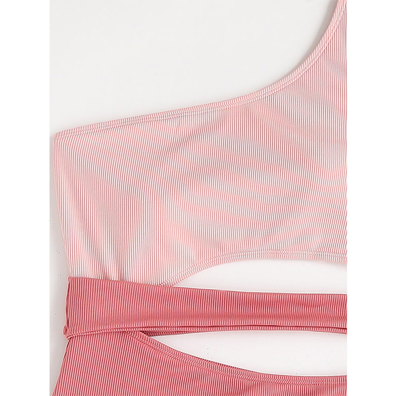 Girls' One-shoulder Vest Slim Fit One-piece Swimsuit