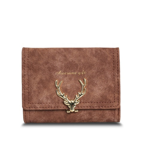 Wallet female cartoon deer short paragraph   wallet PU coin purse student small hand bag card package