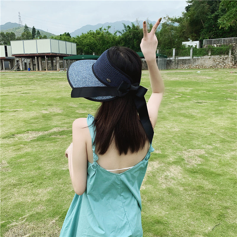 Ribbon Bow Brim Sun Hat Cycling Seaside