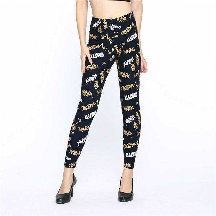 Women's Fashion Double-sided Brushed English Letters Nine-quarter Pants