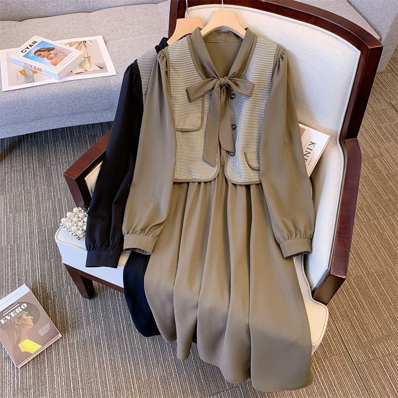 Trendy Two-Piece Set Relaxed Outerwear Skirt And Vest For Shorter Statures