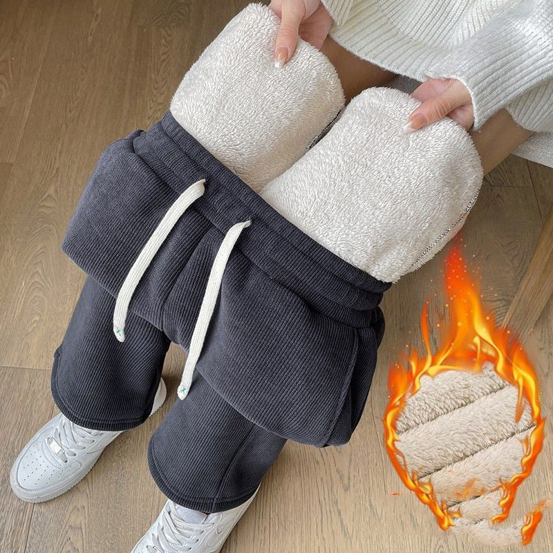 Maternity Pants Vintertøj Lige Smalle Cashmere Brede Ben Bukser Høj Talje Fløjlsfortykkende Varme Fløjlsbukser