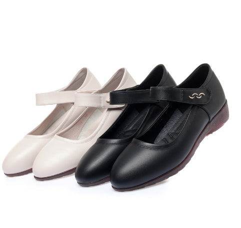 Womens Softsoled Peeptoe Leather Shoes With A Single Strap