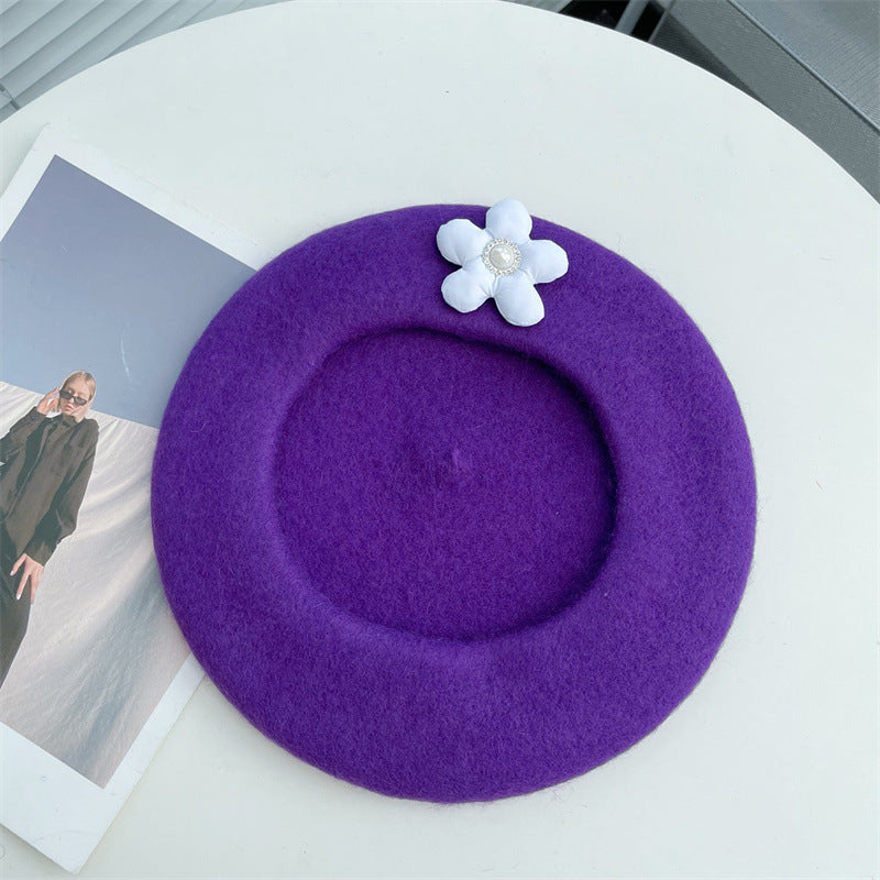 Ladies Fashion Sweet Patch Floral Beret