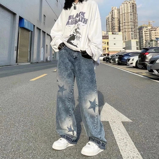 Men's And Women's Loose Straight Wide Leg Pants Jeans