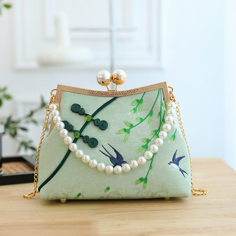 Lucky Bamboo Broderi Håndtasker til Kvinder
