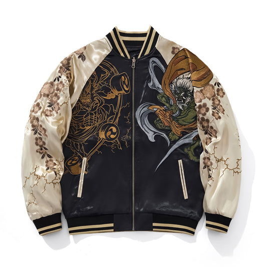 Mens Loose Fit Polyester Embroidered Chinese Style Jacket