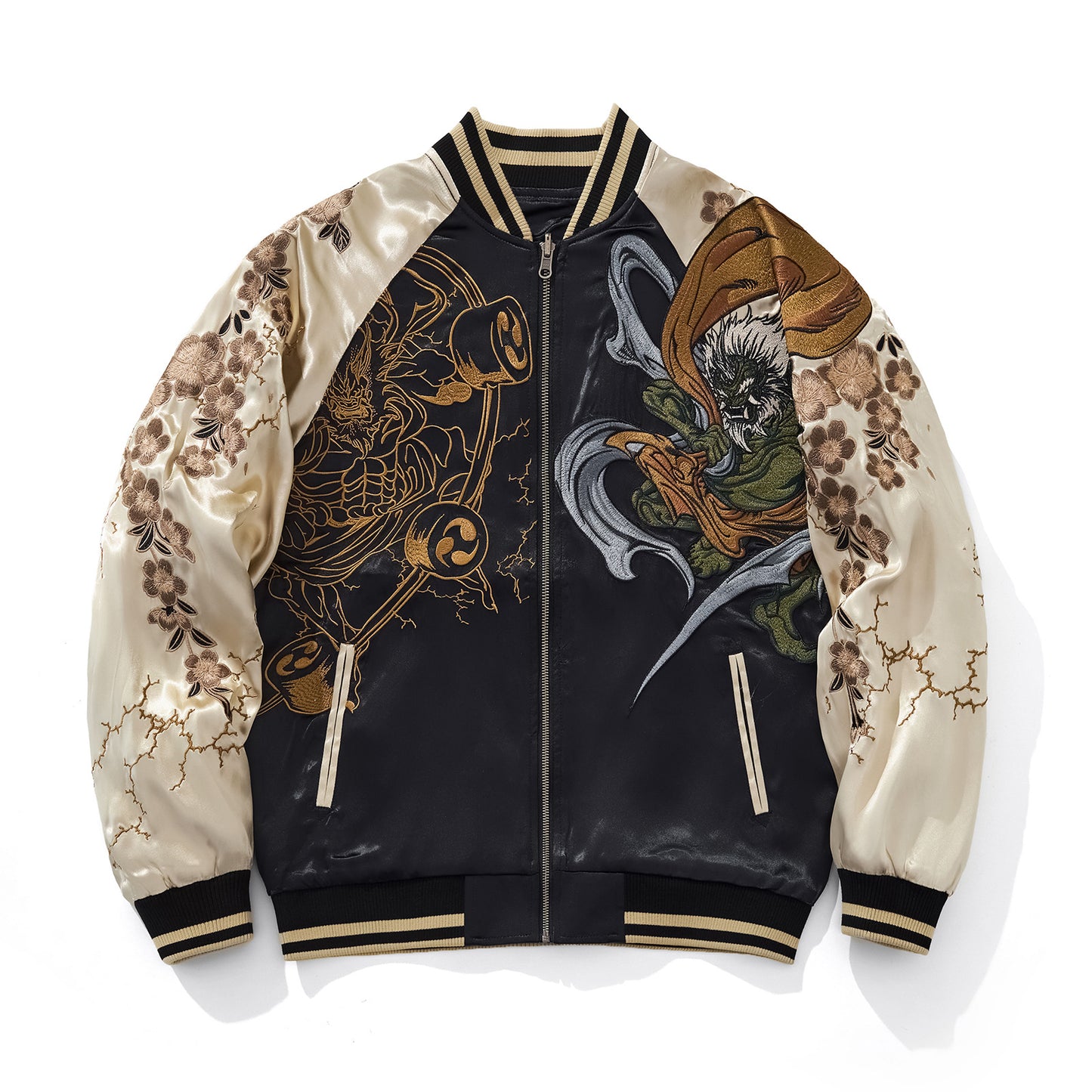 Mens Loose Fit Polyester Embroidered Chinese Style Jacket
