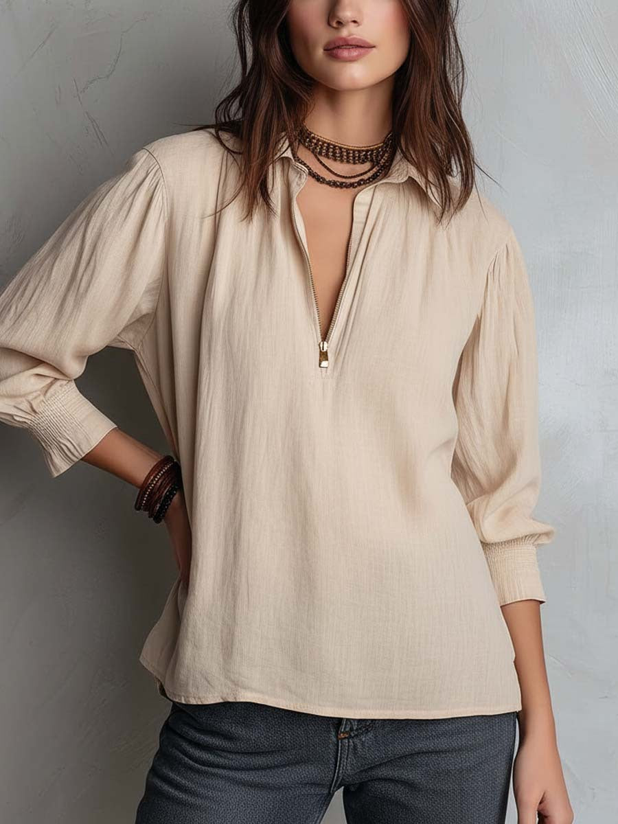 Womens Western-style Shirt-collar Pullover