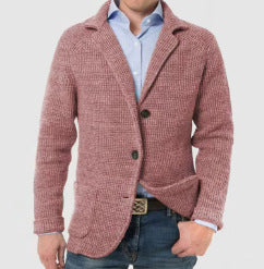 Men's Casual Long-sleeved Solid Color Knitted Jacket