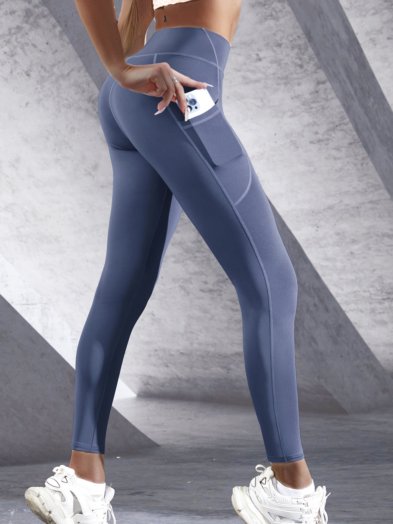 European And American Stitching Pocket Yoga Pants High Elastic Sports Slim-fitting