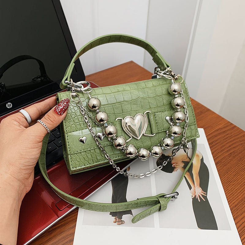 Crossbodytaske med perlekæde i udenlandsk stil og alsidigt design