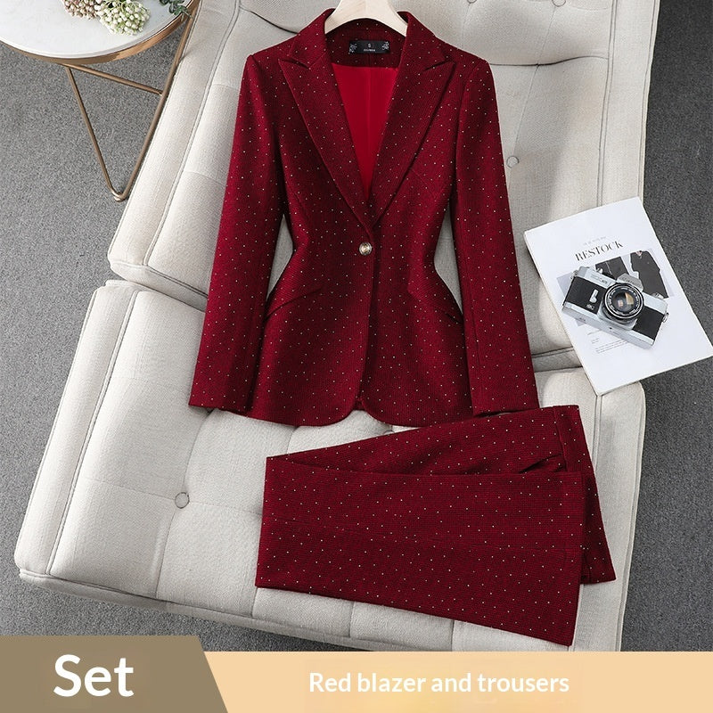 Gray, Heat-applied Rhinestone, Sophisticated And Polished Women's Blazer