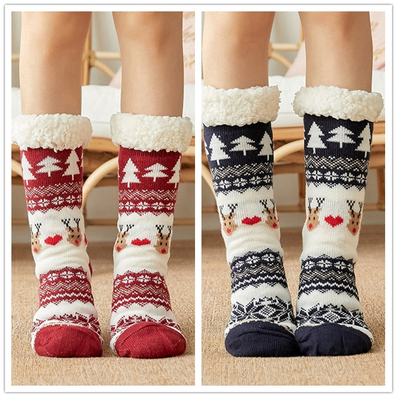 Thicken warm high tube plus velvet floor socks