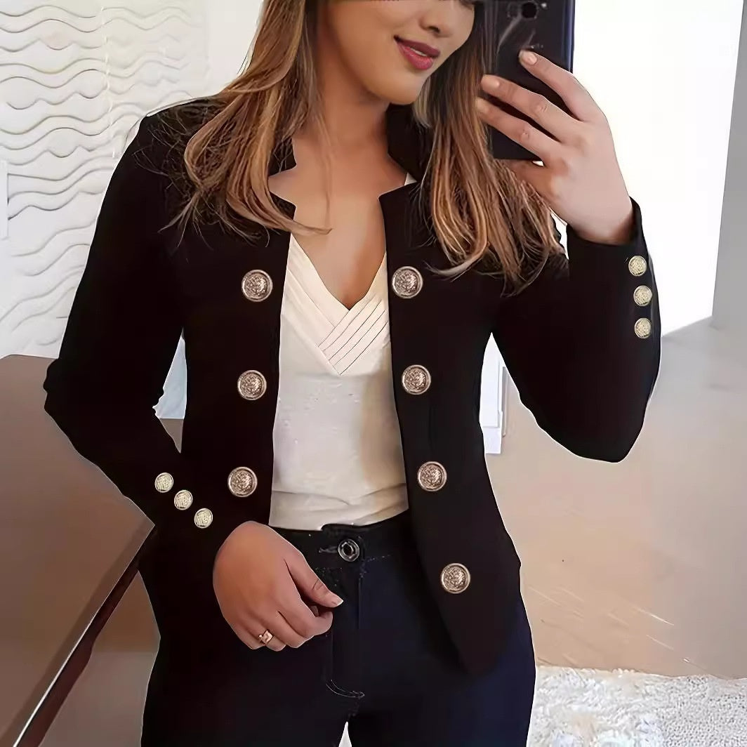Dame Manchetknap Lille Suit Dobbelt Spænde Cardigan Top