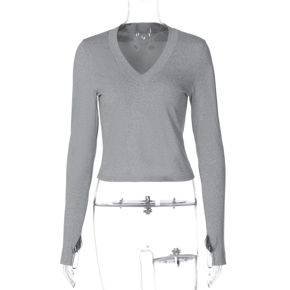 Slim Fit V-hals Figurformende Inderwear Taljekontrollerede Lange Ærmer