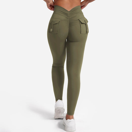 Peach Hip Yoga Pants Pocket Sweet Cool Workwear For Women