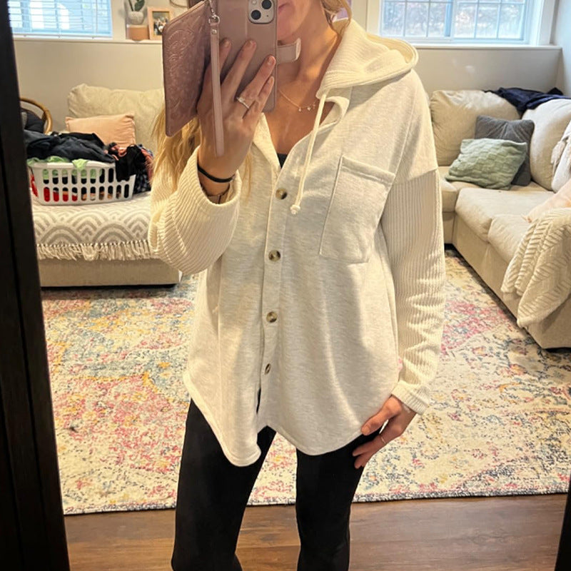 Women's Sweater Patchwork Hoodie Casual Jacket