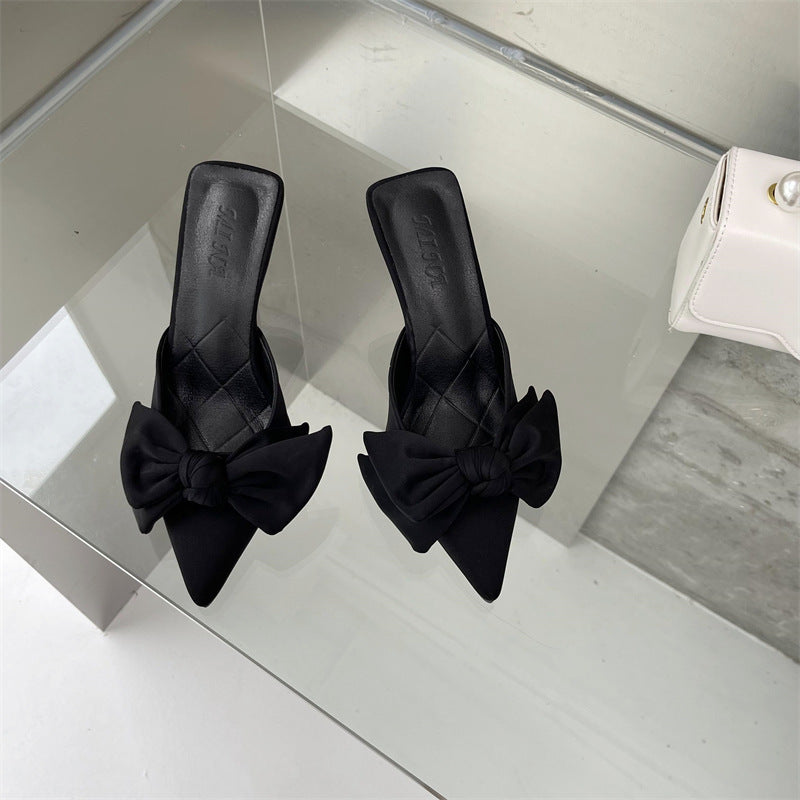 New Style Of Large Heels And Small Bow Sandals
