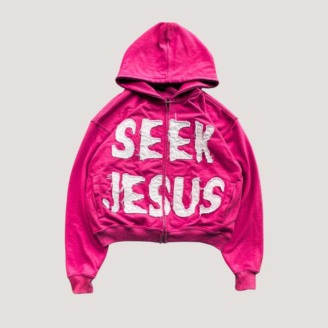 European And American Style Letter Printed Hoodie Zipper Cardigan Loose Hip Hop Sweater