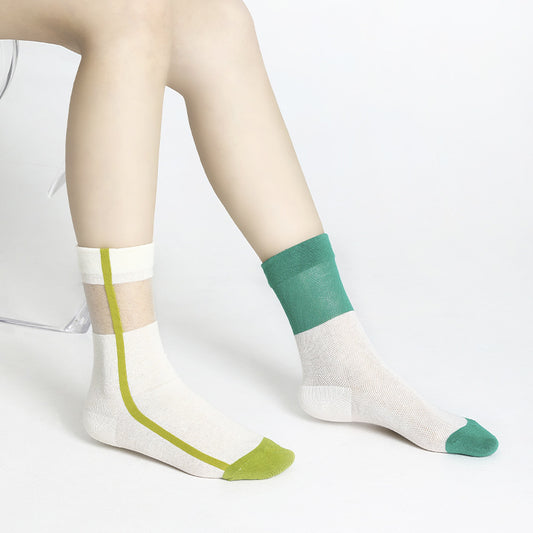Women's Thin Breathable Spun Glass Simple Cotton Sock