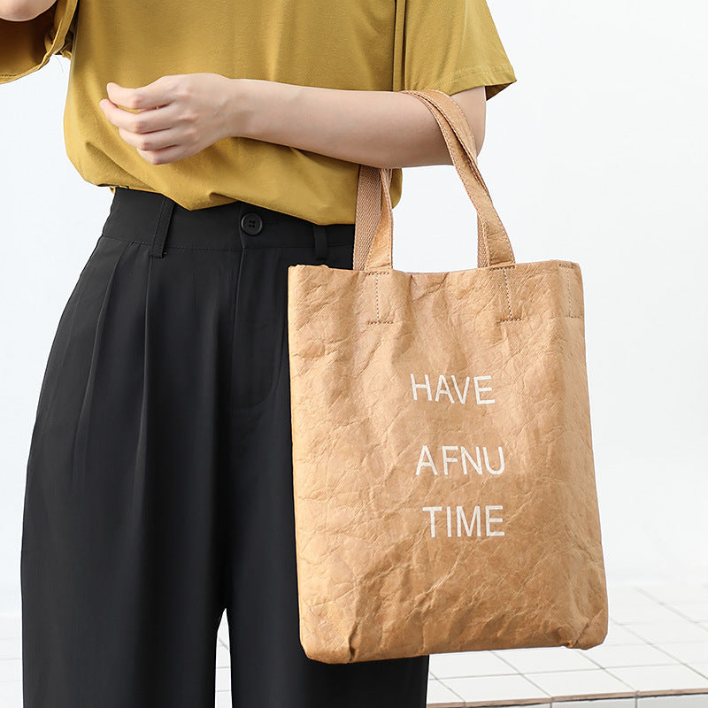 Simple Vintage Washed Kraft Tote Bag Women