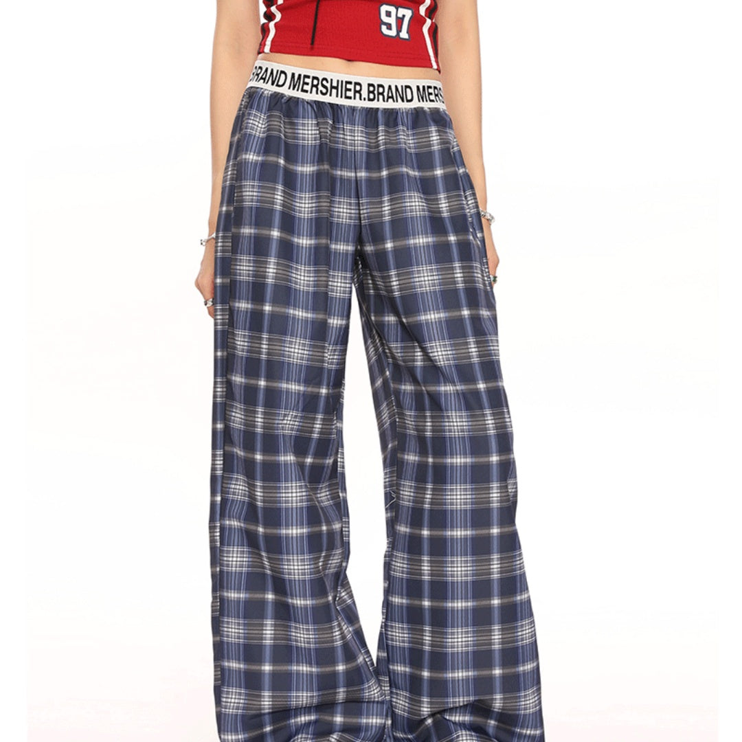 Women's American-style Hip-hop Plaid Casual Trousers