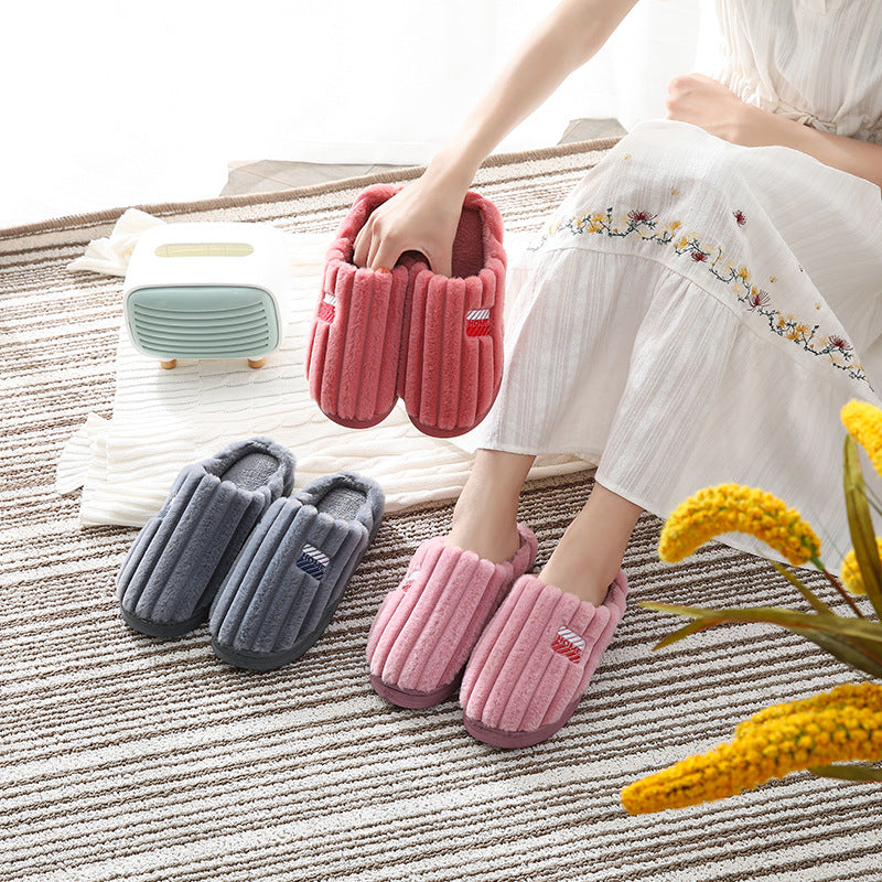 Plush cotton slippers