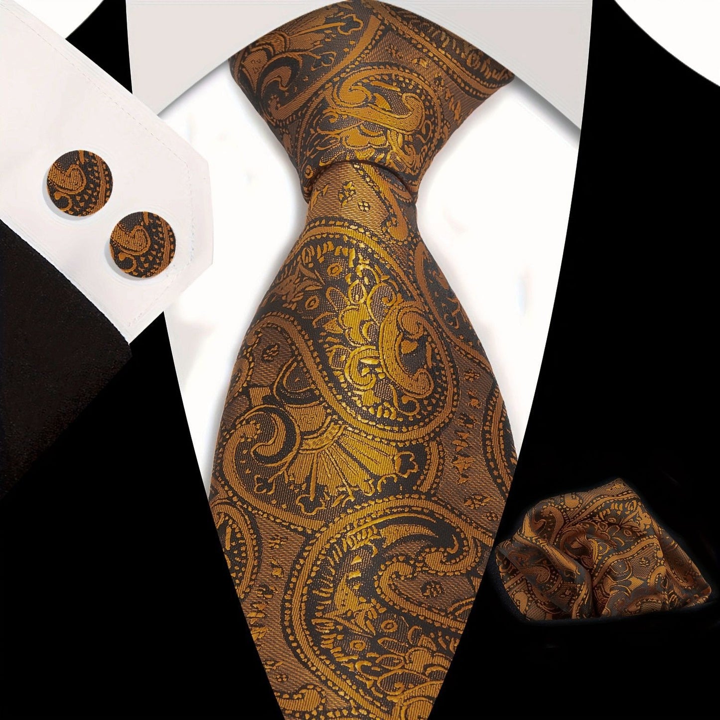 Vintage Jacquard Paisley Tie 3-Piece Set