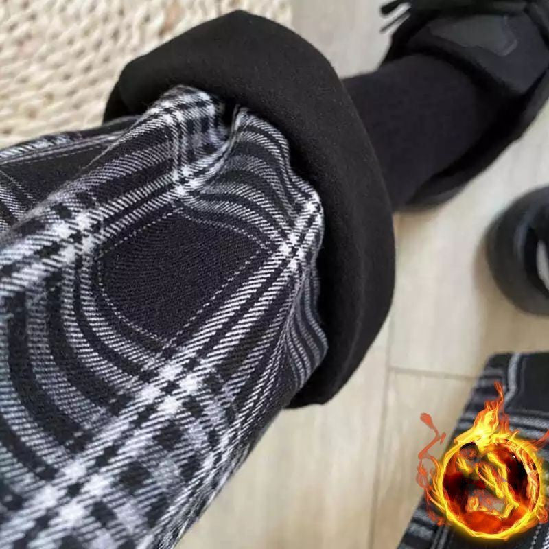 Women's Plus Size Fleece Plaid Sports Pants