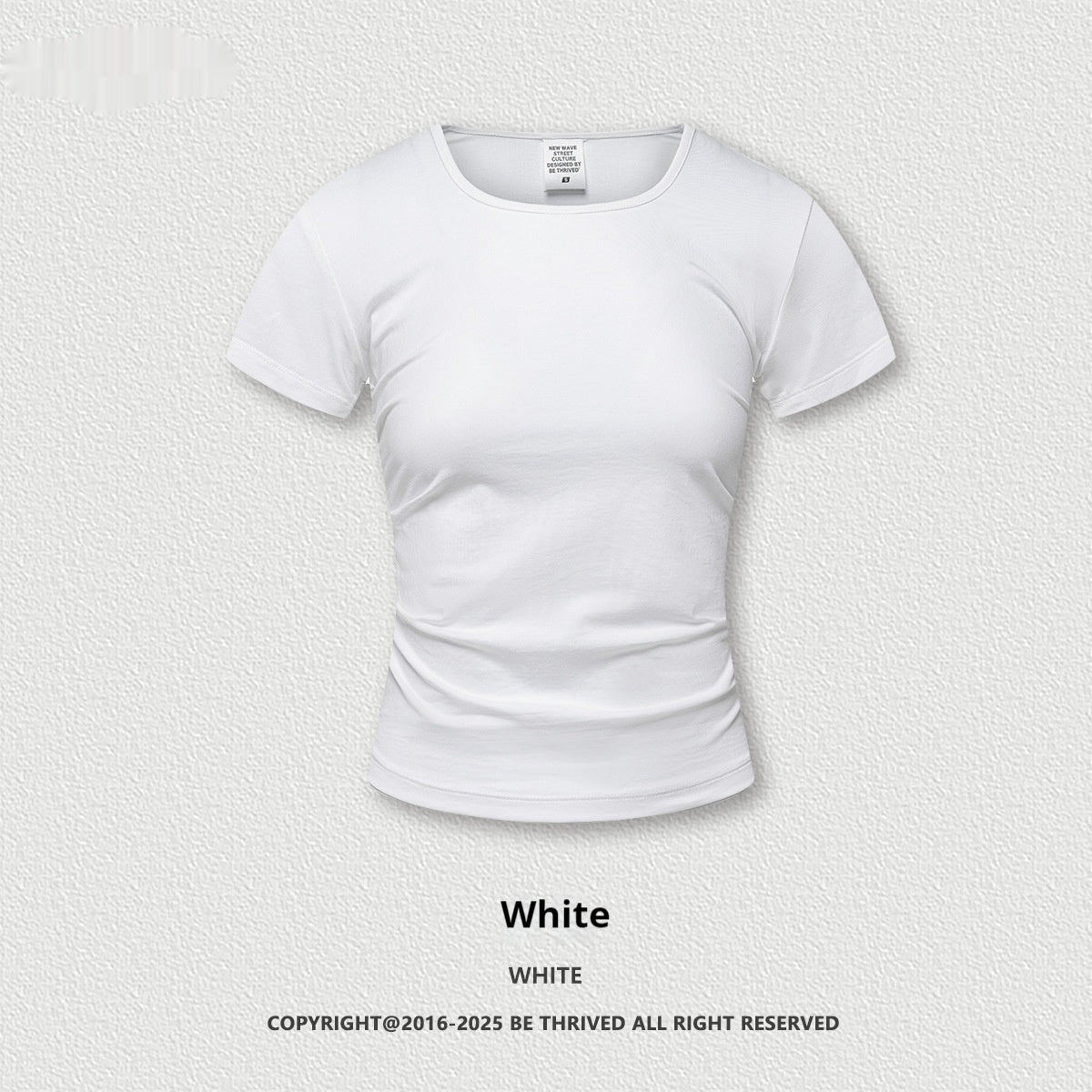 Solid Color Square Collar Shoulder Short Sleeve Slimming European And American