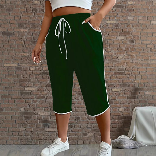 Womens Color-Block Comfortable Stretch Cropped Pants