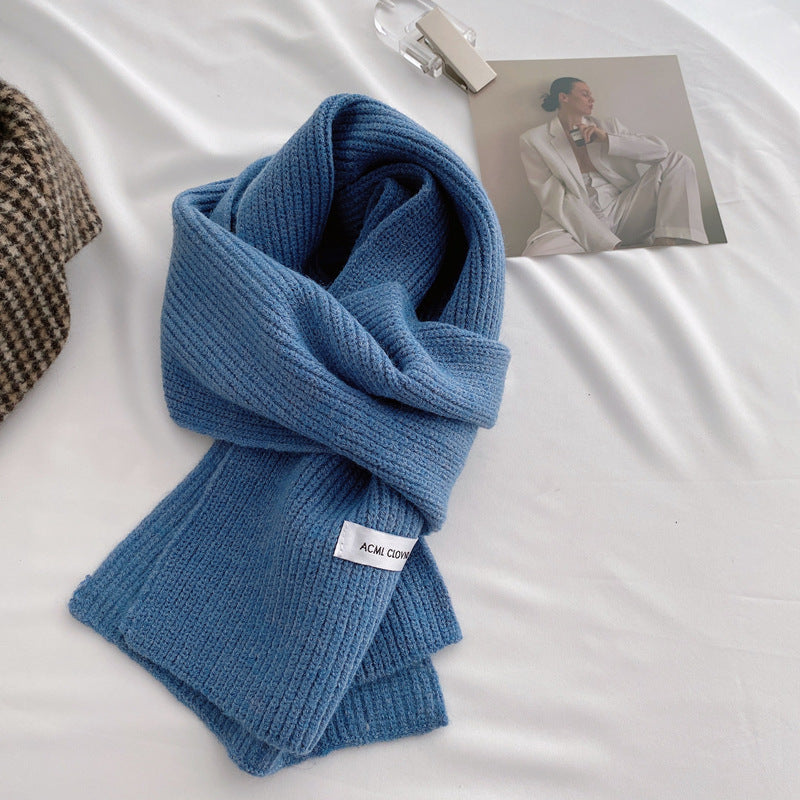 Women's Monochrome Thick Wool Knitted Scarf