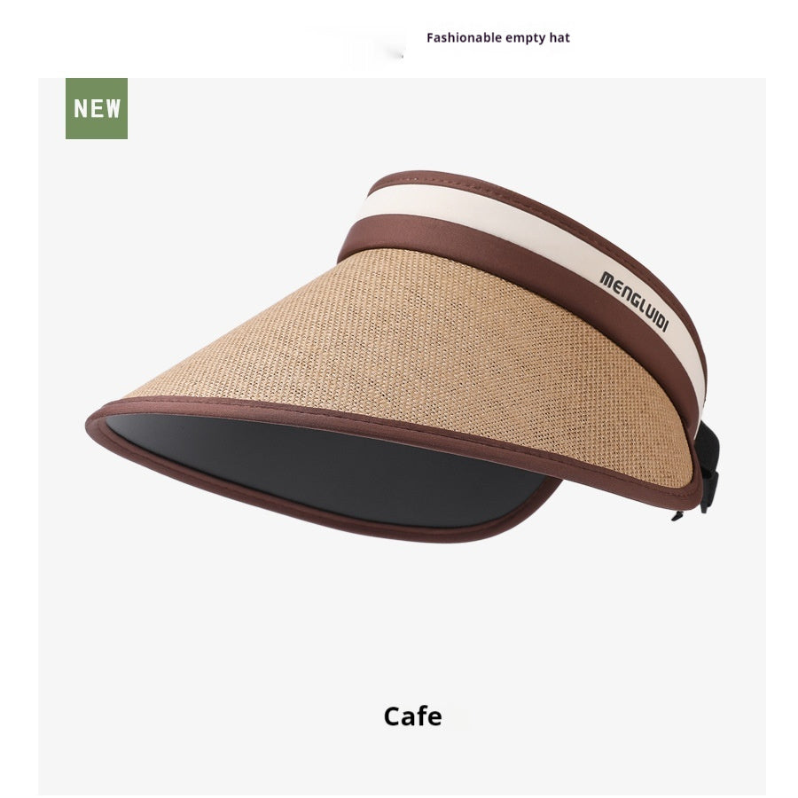 Sun Protection Hat Widened Large Brim Straw Woven Air Top Outdoor Face Covering Folding