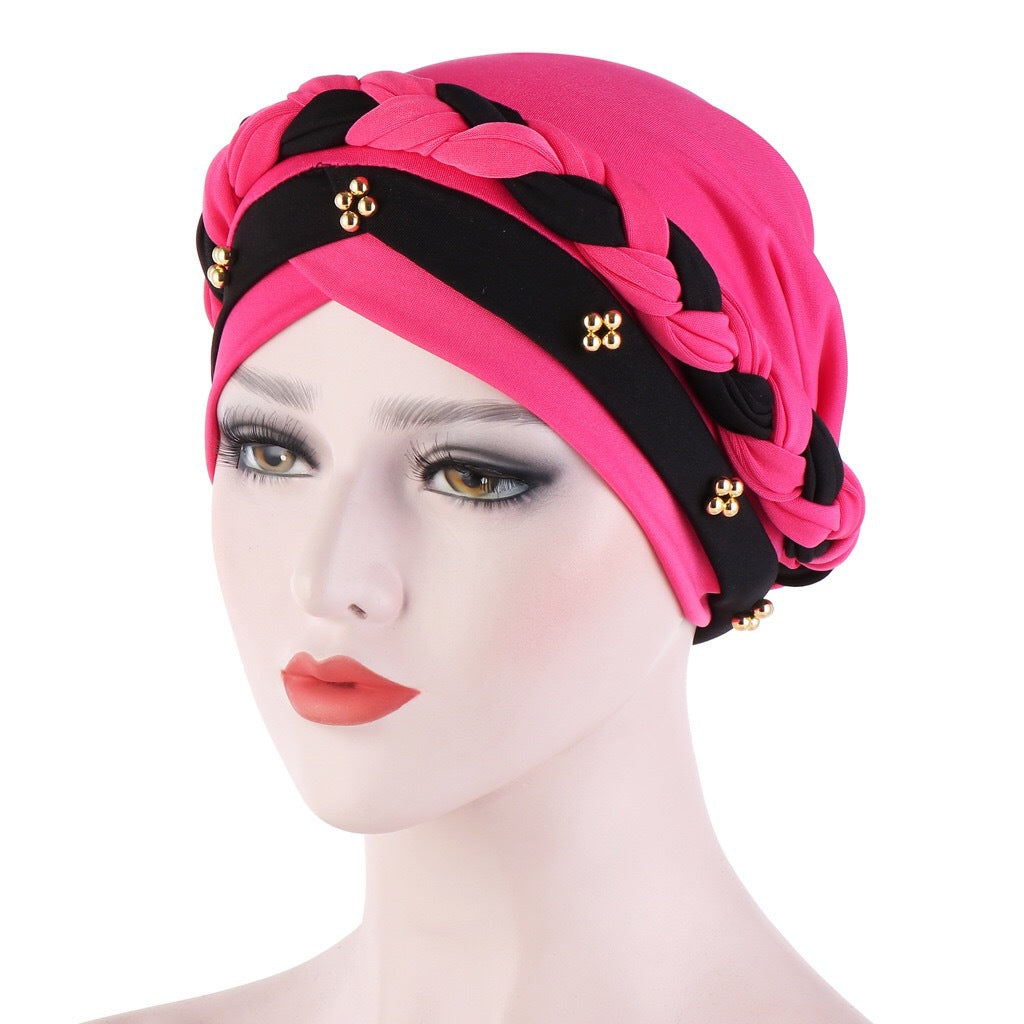 New Multi-color Crystal Hemp Three-layer Turban Hat