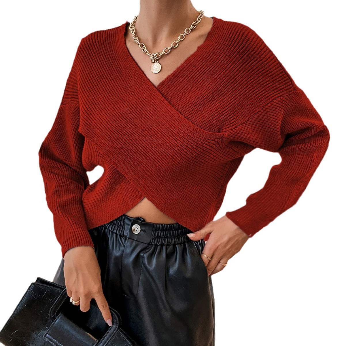 British Style Loose Long Sleeve Polyester Knitted Sweater Striped